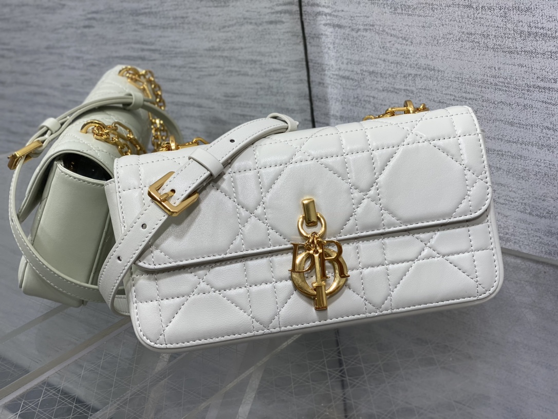 [TOP] Christian Dior Miss Daisy Bag Lambskin 22x12.5x4cm - White