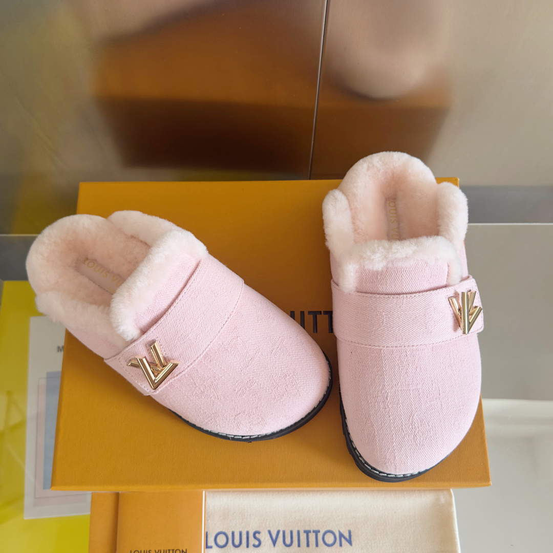 [TOP] Louis Vuitton LV Easy Monogram Fur Slippers - 11 Colors