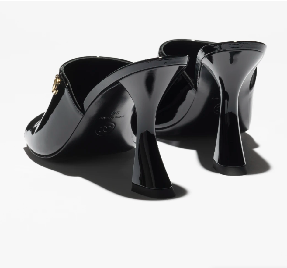 [TOP] CHANEL Glossy High Heel Sliders - Black