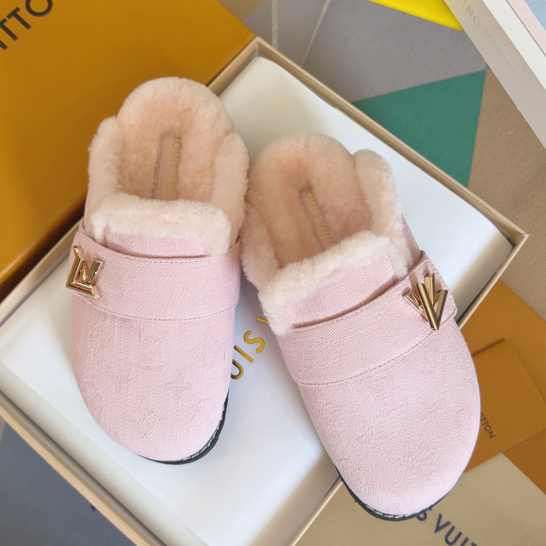 [TOP] Louis Vuitton LV Easy Monogram Fur Slippers - 11 Colors