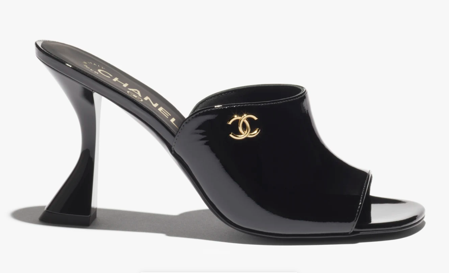 [TOP] CHANEL Glossy High Heel Sliders - Black