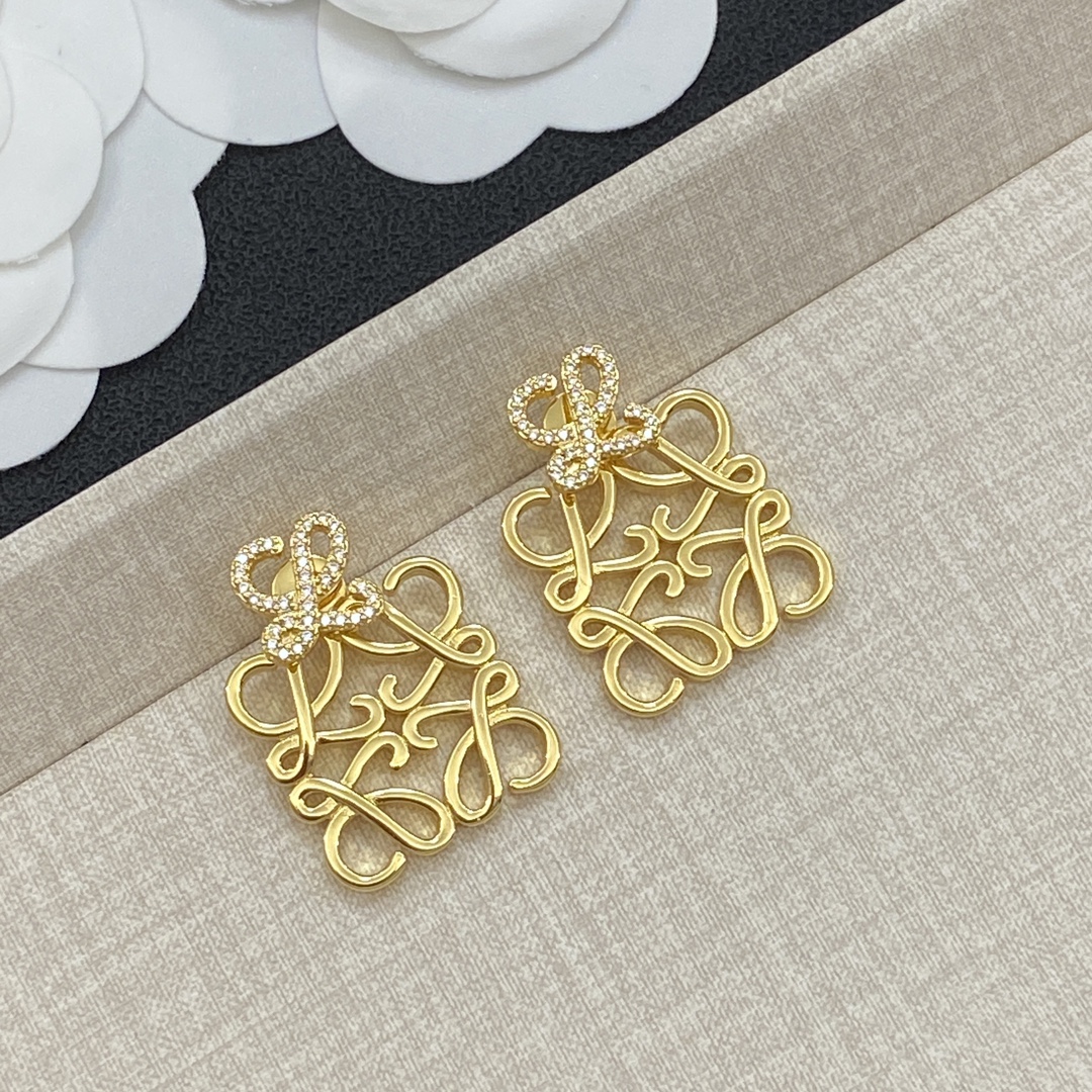 [TOP] LOEWE LOGO Earrings - Gold