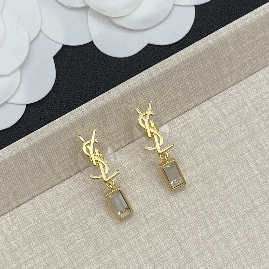 [TOP] Yves Saint Laurent YSL Earrings - Gold