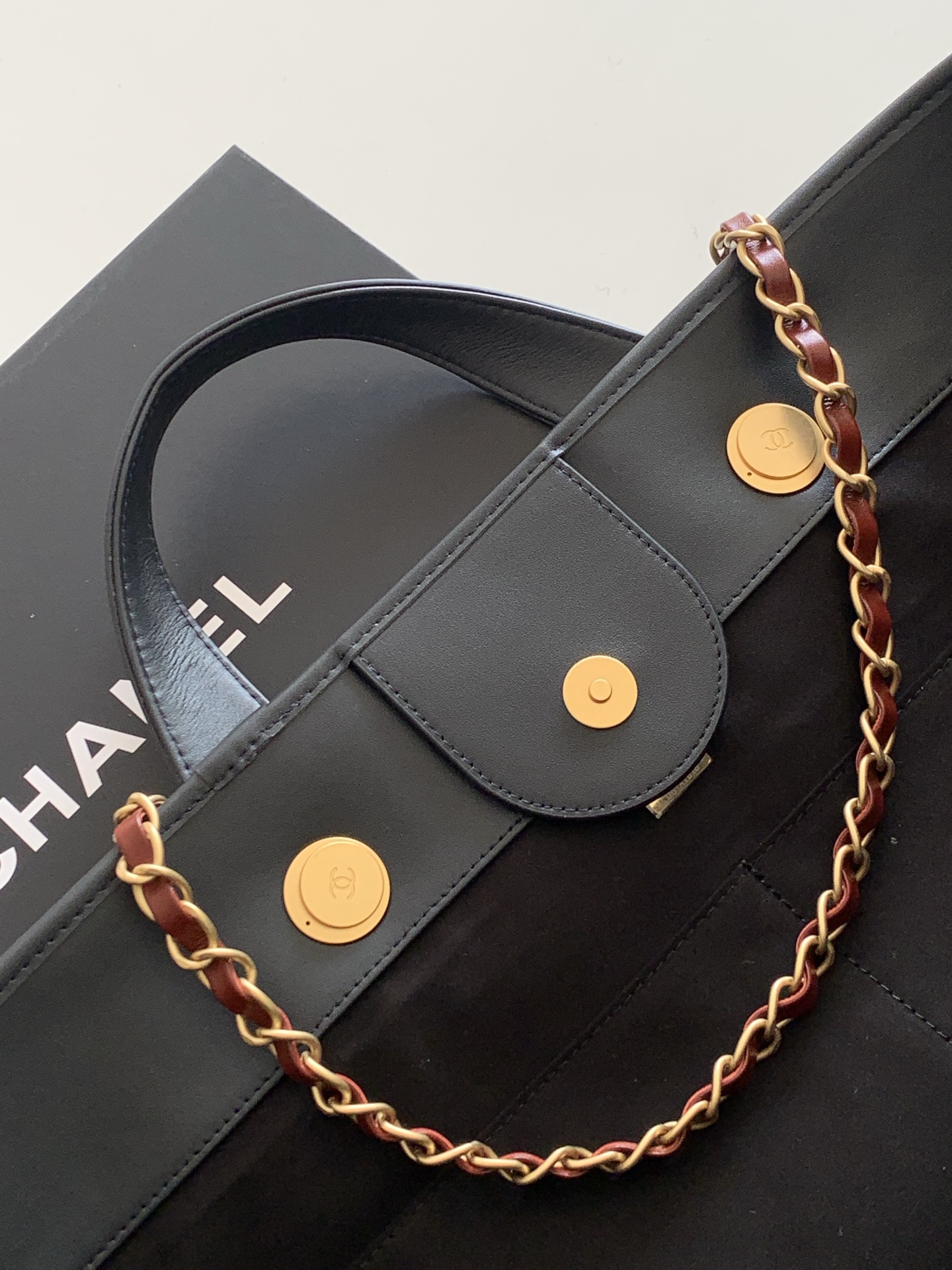 [TOP] CHANEL Felt Tote Bag 32-60-17 cm - Black
