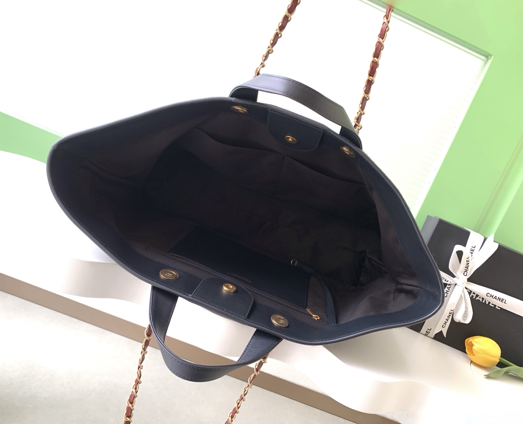 [TOP] CHANEL Felt Tote Bag 32-60-17 cm - Black