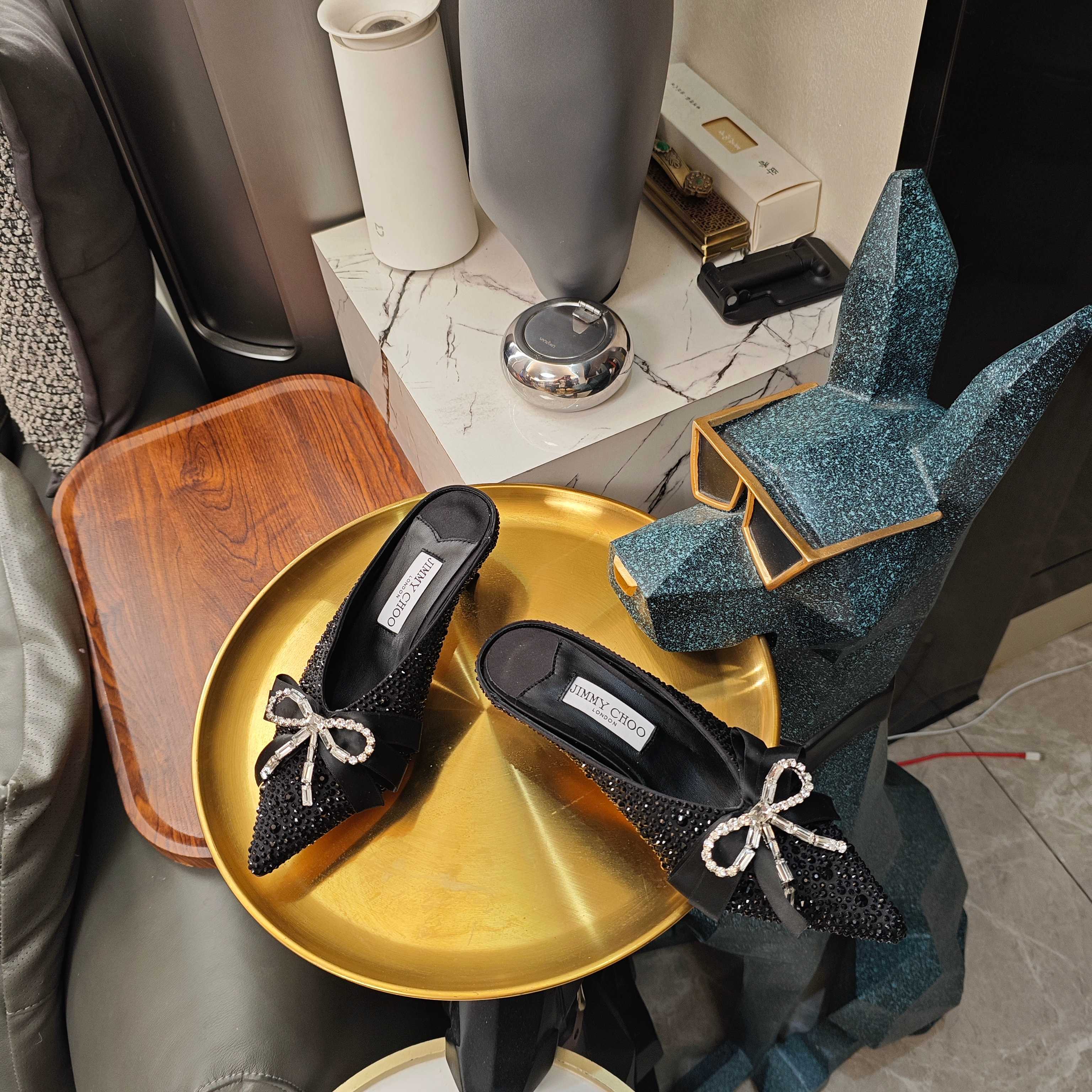 [TOP] Jimmy Choo 4.5cm Mid Heel Mules with Diamonds - 4 Color