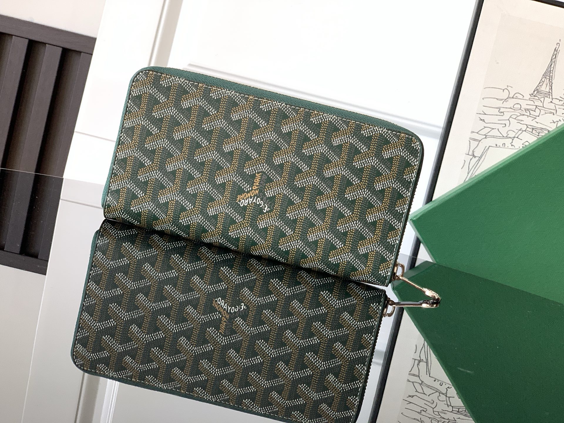 [TOP] Goyard Matignon  Purse 20 cm x 2.3 cm x 11 cm - Green