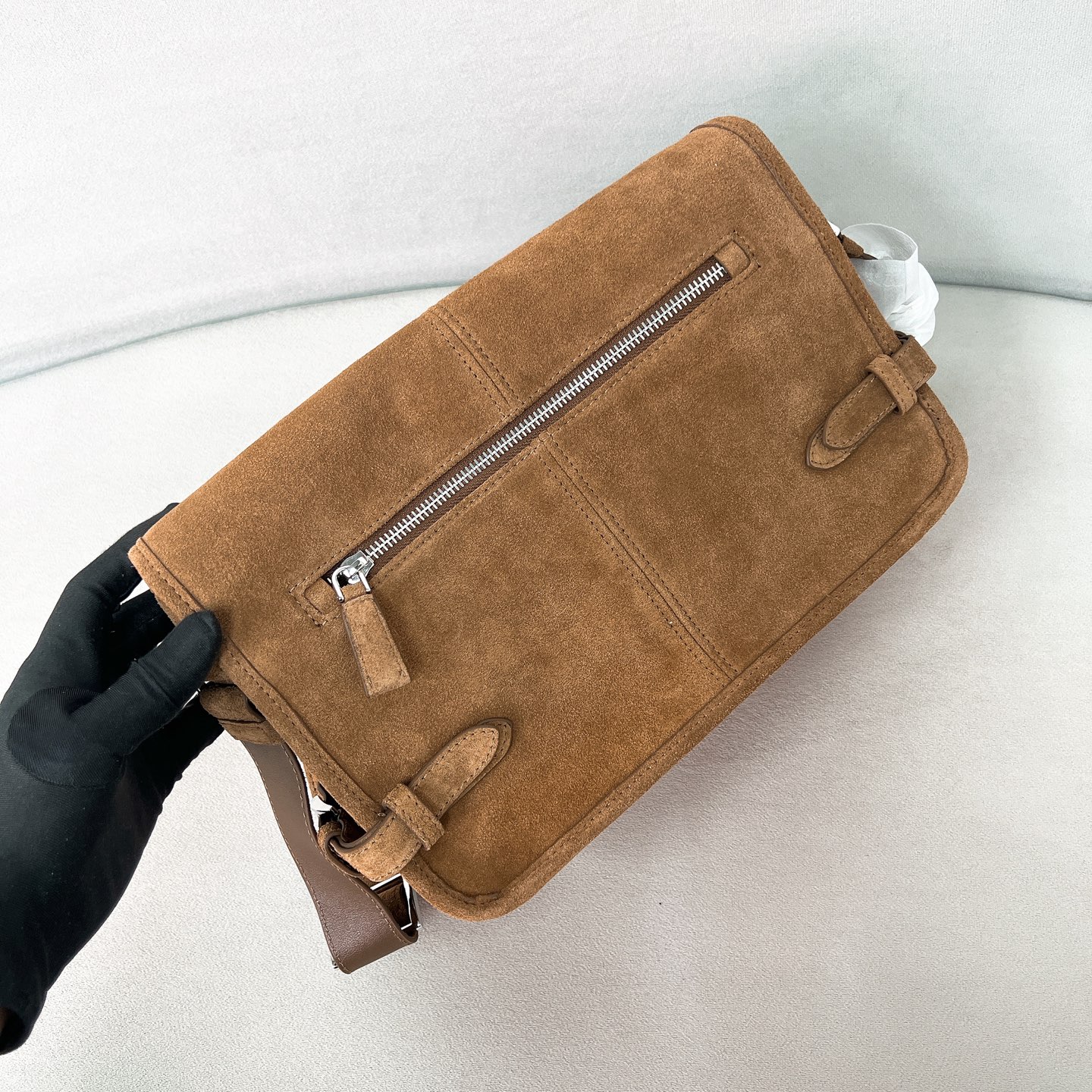 [TOP] PRADA  Suede Messenger Bag 30x20x11cm - Brown