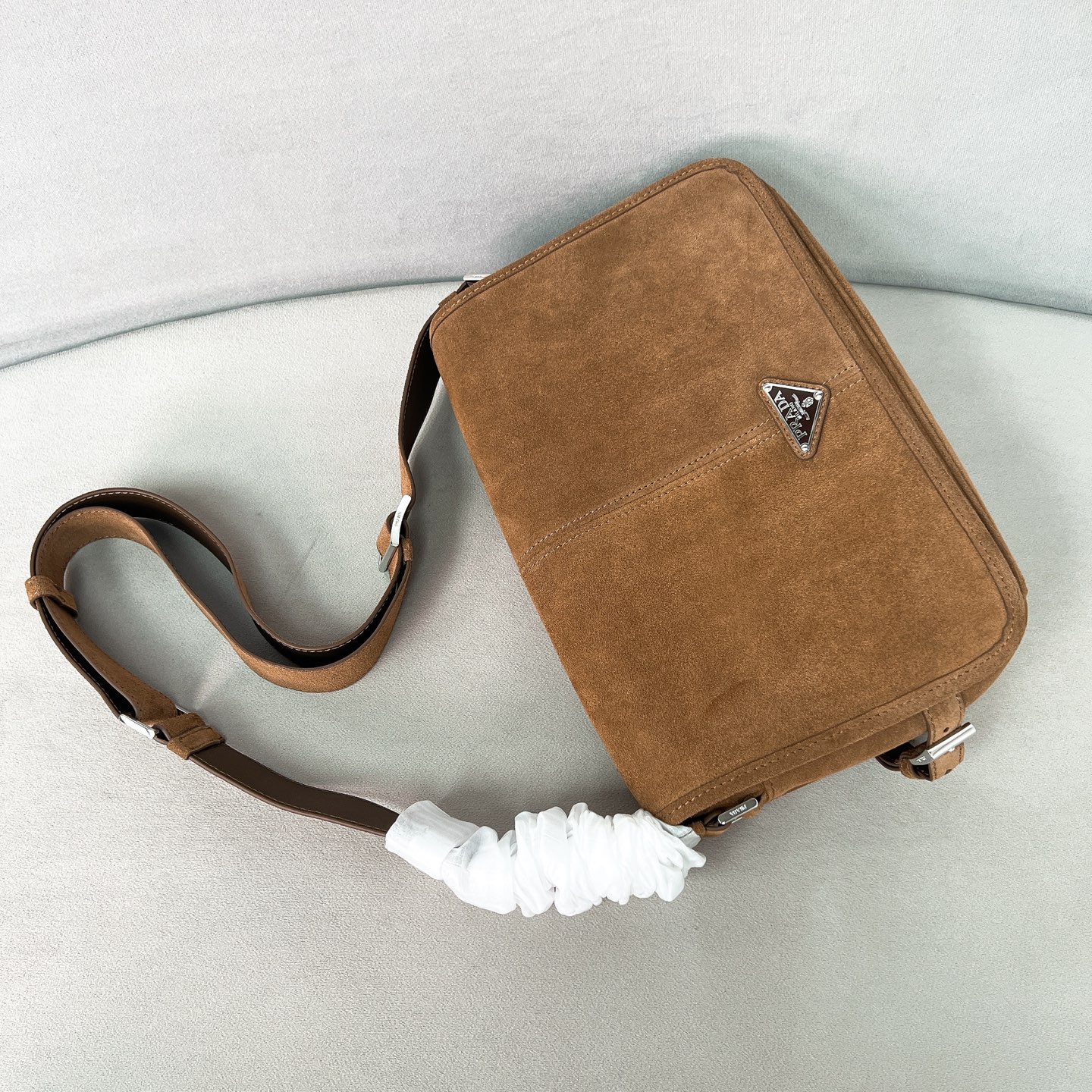 [TOP] PRADA  Suede Messenger Bag 30x20x11cm - Brown