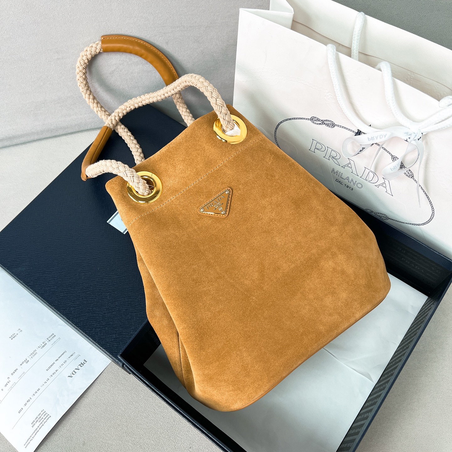 [TOP] PRADA Suede Bag 23.5x28x16.5cm- 2 Colors