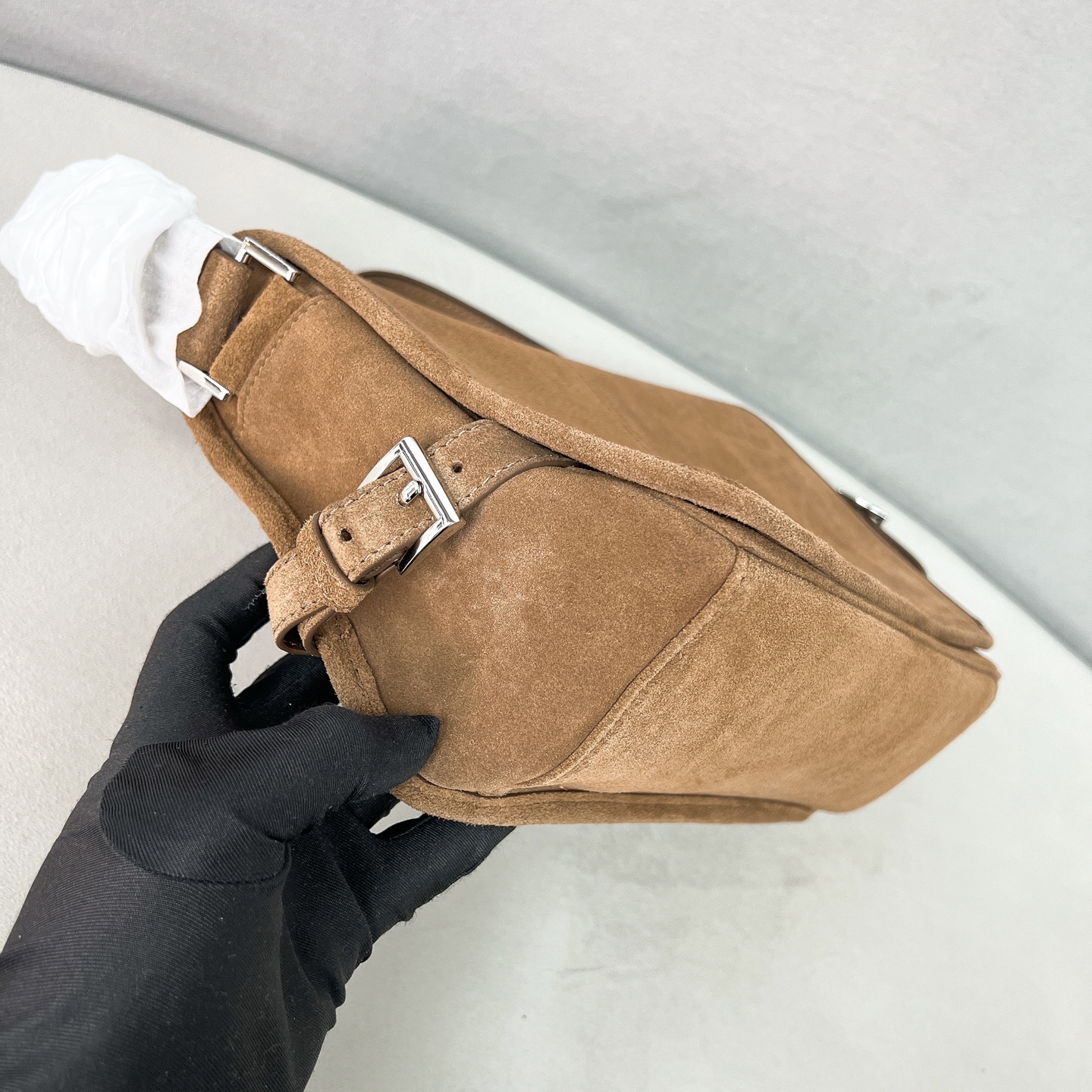 [TOP] PRADA  Suede Messenger Bag 30x20x11cm - Brown