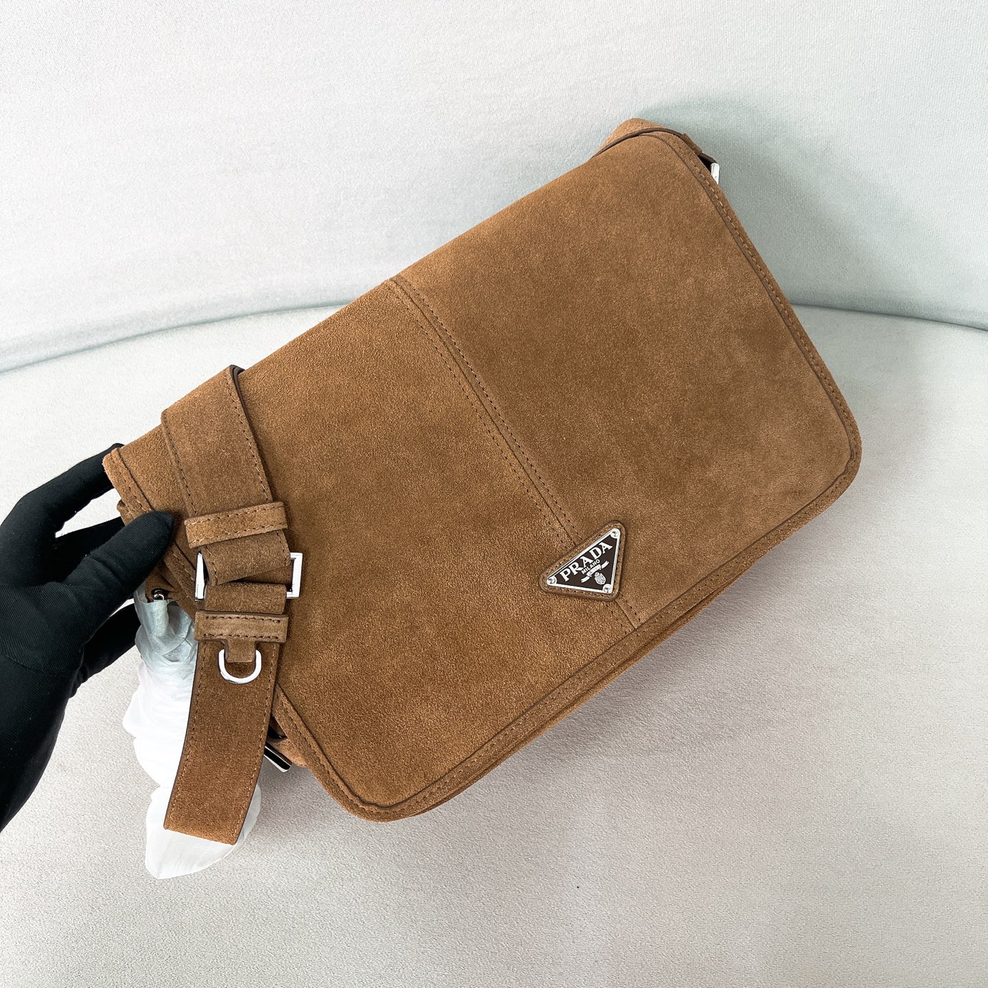 [TOP] PRADA  Suede Messenger Bag 30x20x11cm - Brown