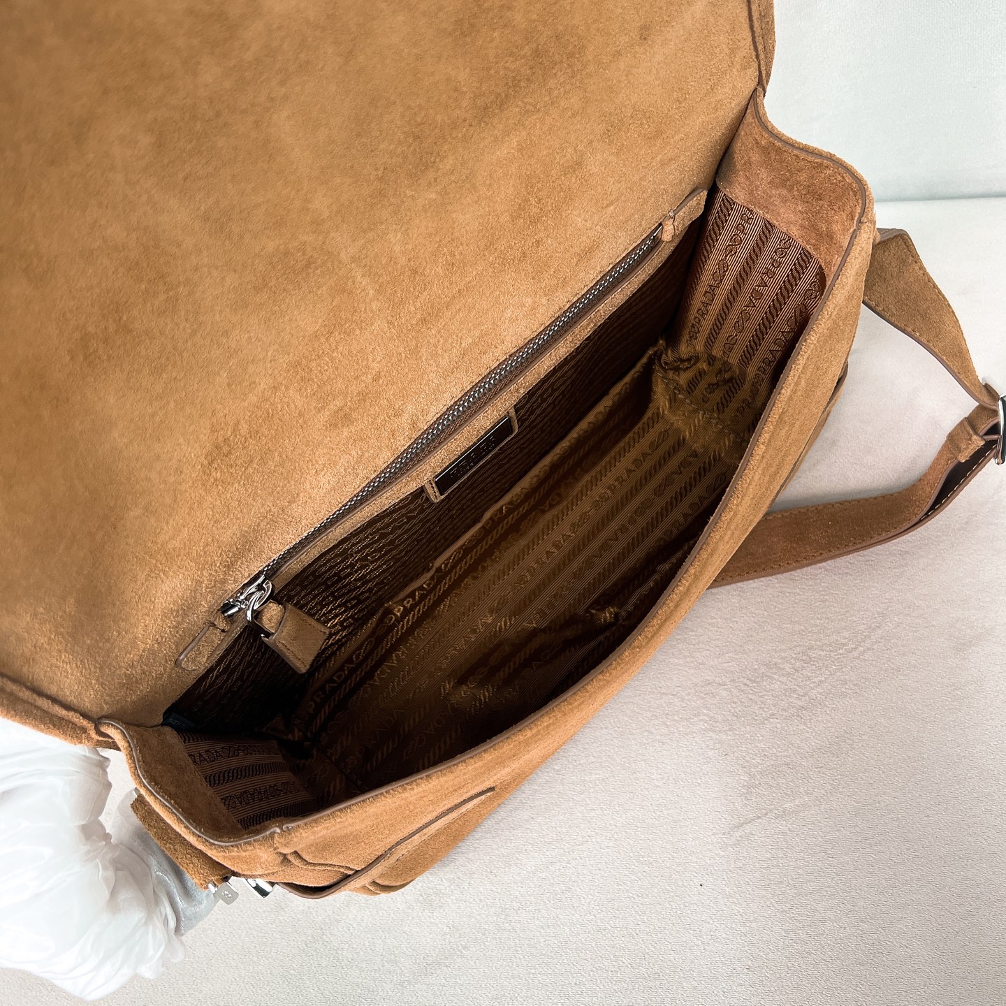 [TOP] PRADA  Suede Messenger Bag 30x20x11cm - Brown
