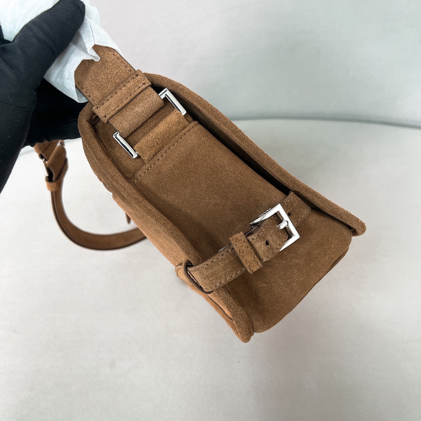 [TOP] PRADA  Suede Messenger Bag 30x20x11cm - Brown