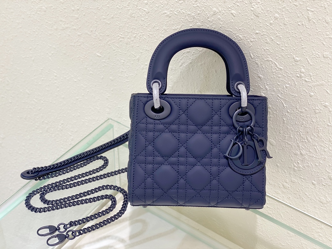 [TOP] Christian Dior Cowhide Lady Dior Bag 17 x 7.5x 14cm/20×16.5×8cm/24*12*20cm - Blue