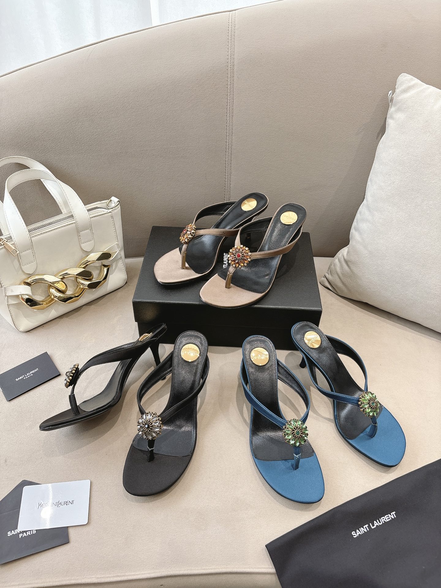 [TOP] Yves Saint Laurent YSL 10.5cm High Heel Slides - 3 Colours