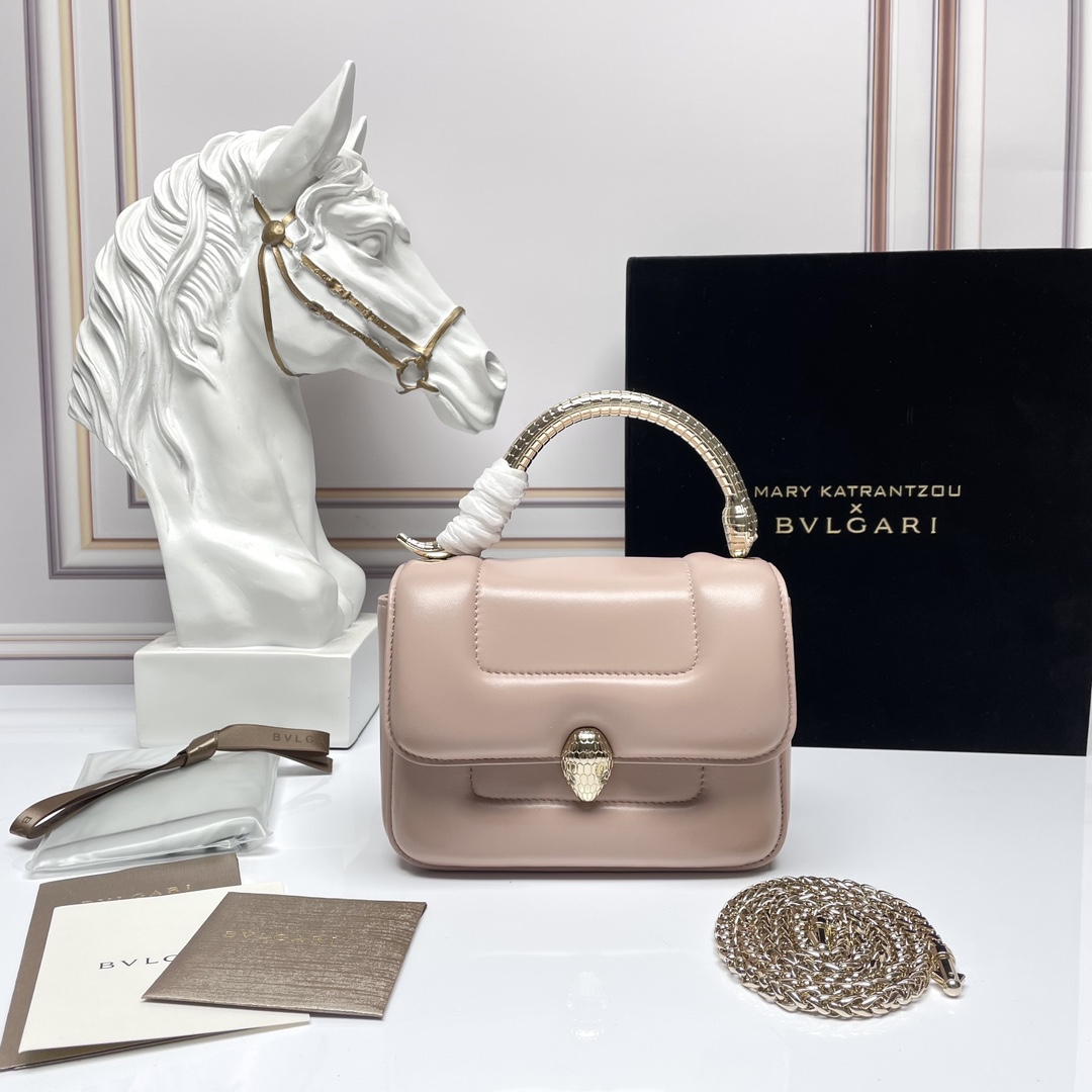 [TOP] BVLGARI Handbag Lambskin SERPENTI Snake Head Buckle 19.2 X 15 X 6 cm  - 5 Colors