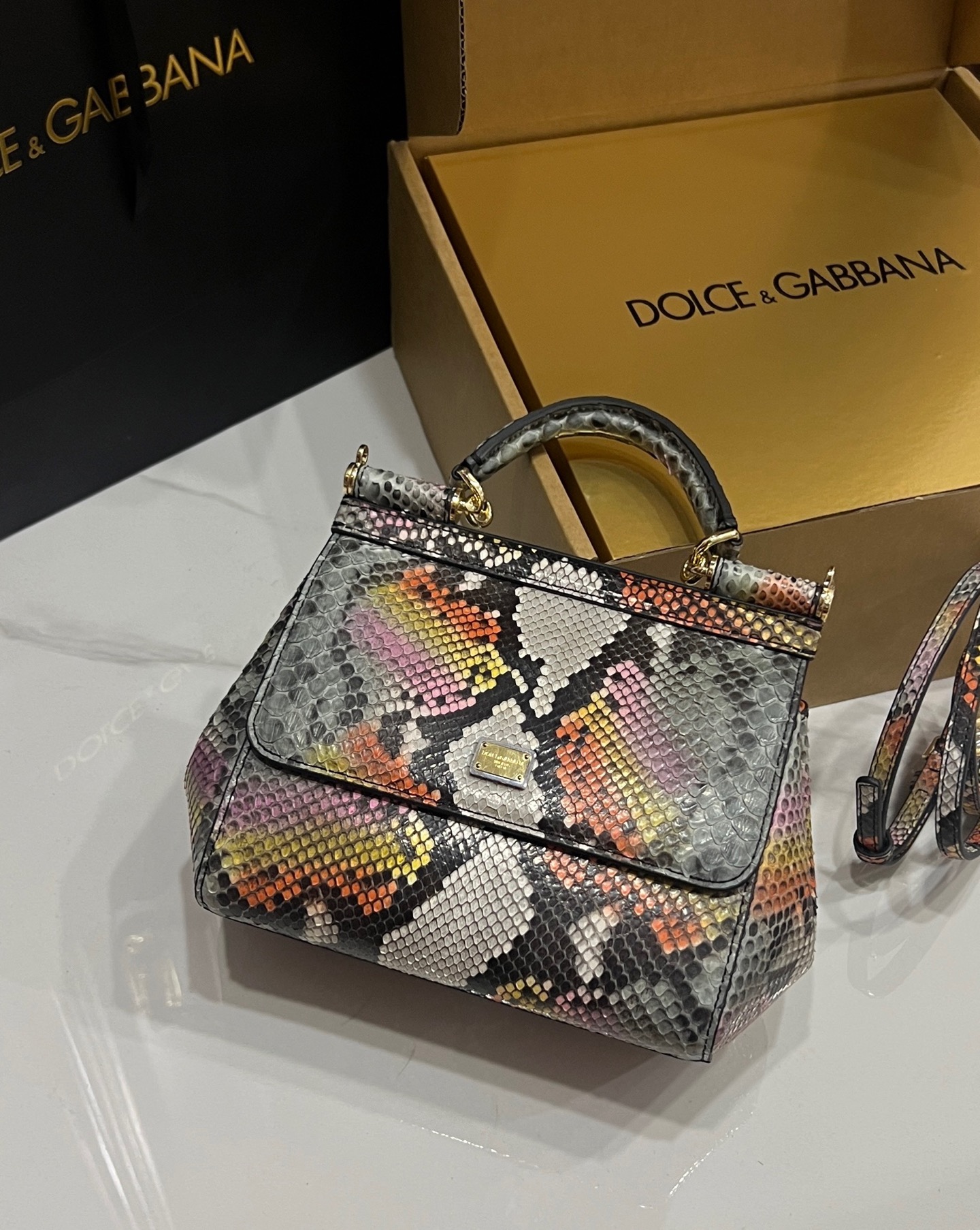[TOP] Dolce & Gabbana D&G Snake Skin Sicily Bag 20x16x8cm - 12 Color
