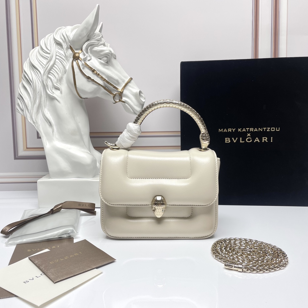 [TOP] BVLGARI Handbag Lambskin SERPENTI Snake Head Buckle 19.2 X 15 X 6 cm  - 5 Colors