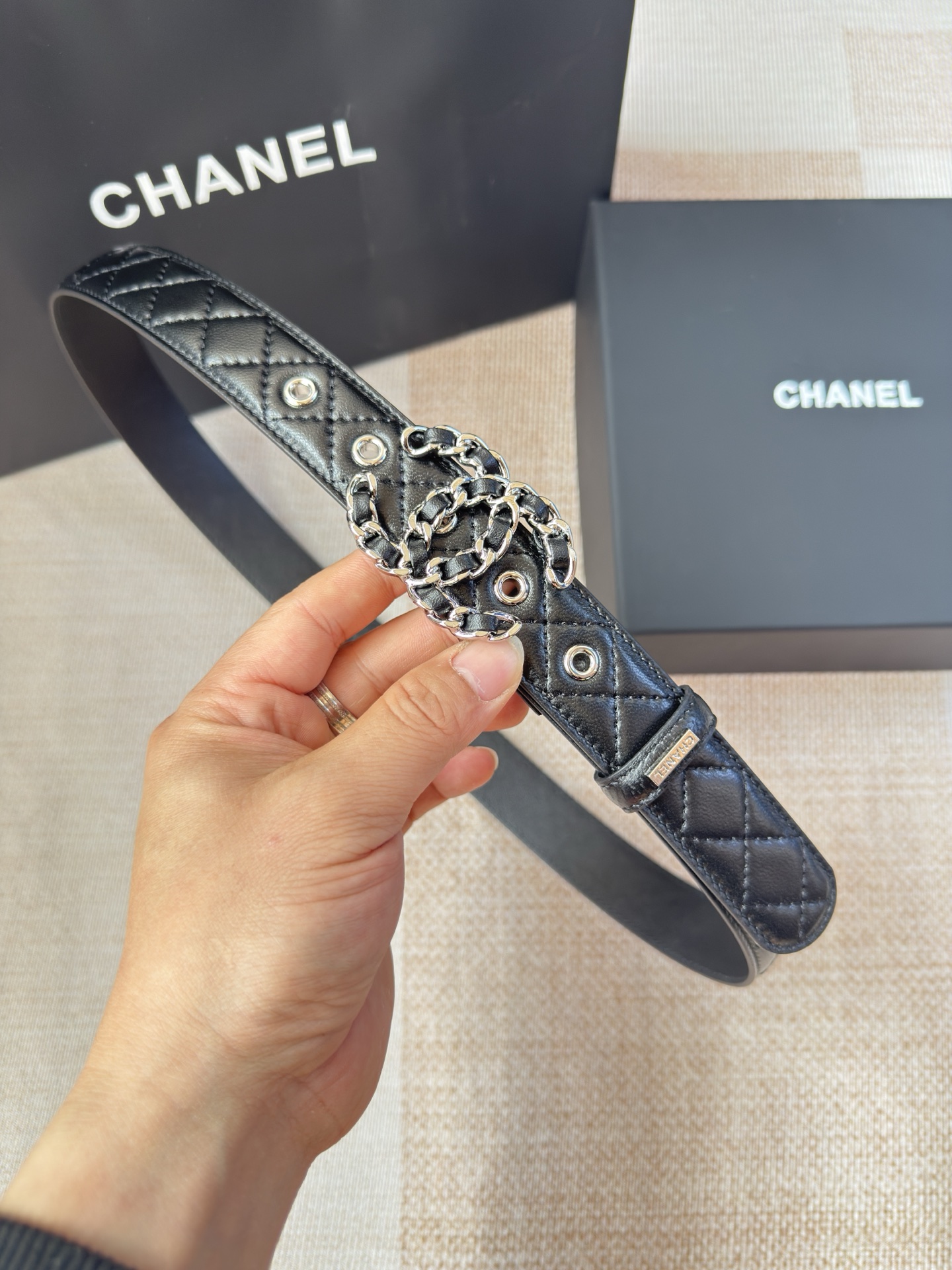 [TOP] CHANEL CC Leather Belt  - 2 Color - 3.0cm