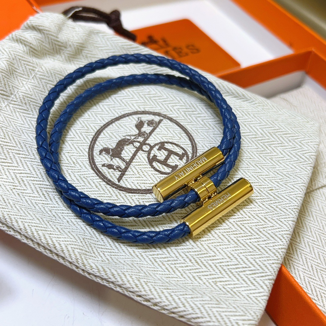 [TOP] HERMES Braided Rope Bracelet- Blue