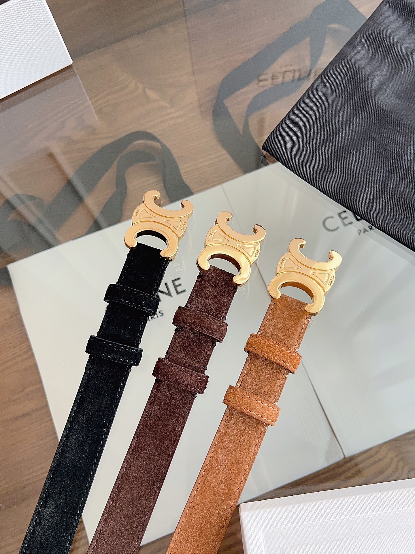 [TOP] Yves Saint Laurent YSL Suede Cowhide Belt - 2.5cm - 3 Colors
