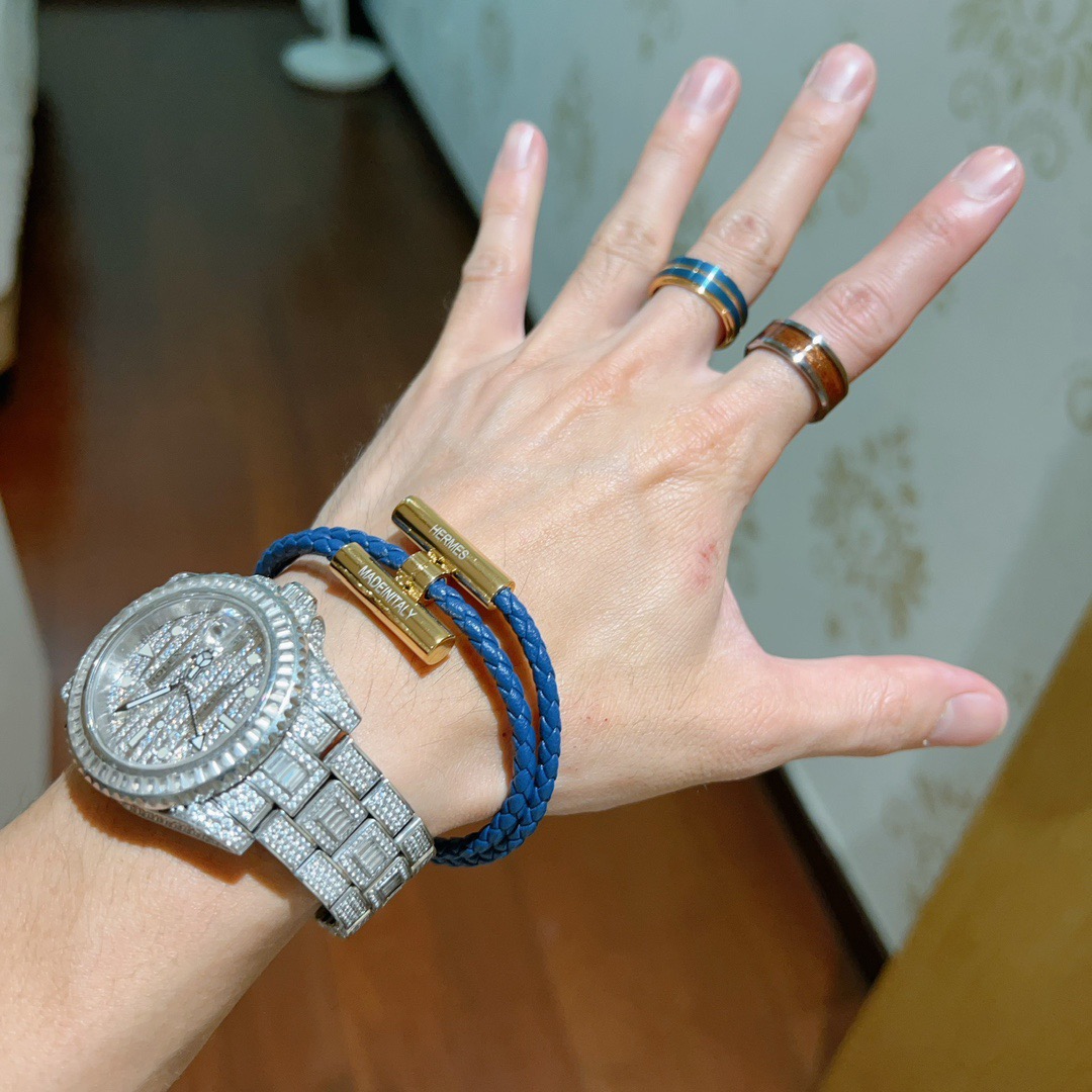 [TOP] HERMES Braided Rope Bracelet- Blue