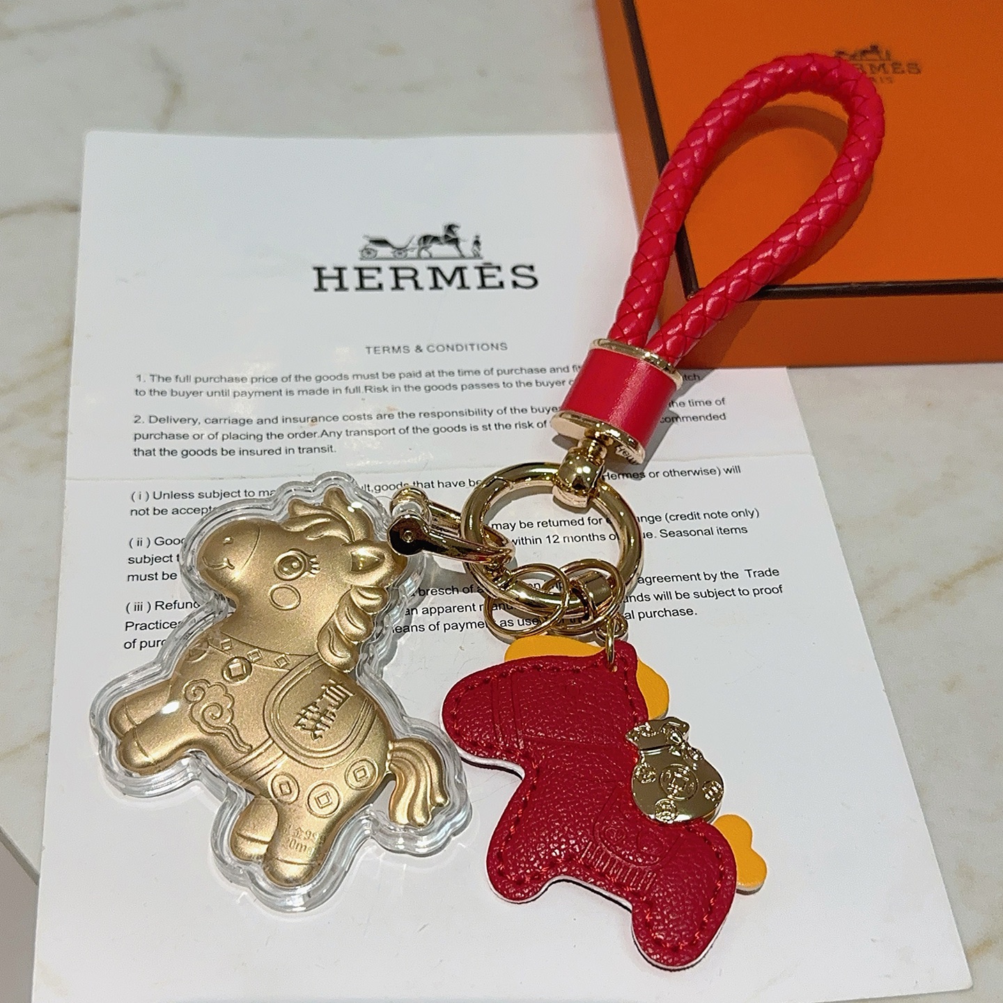 [TOP] HERMES Key Chain - Gold