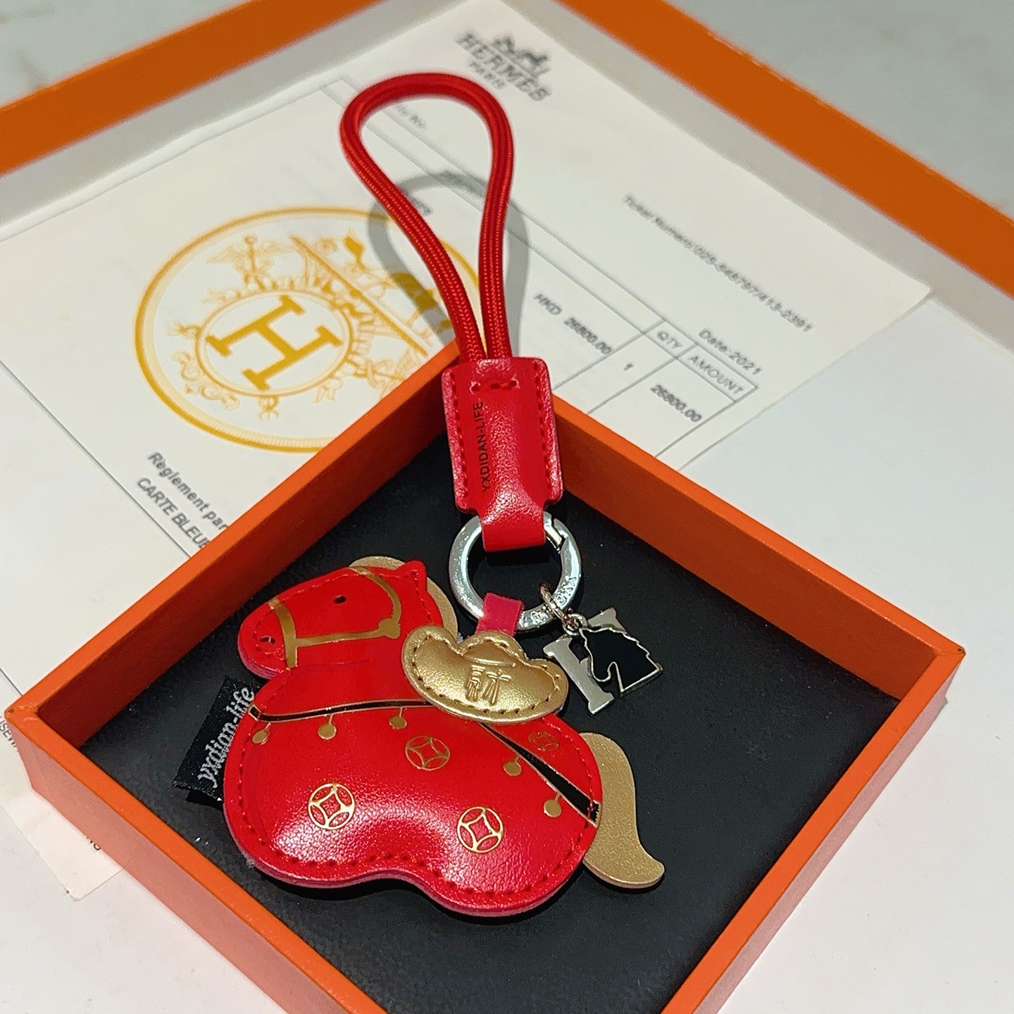 [TOP] HERMES Key Chain - Red