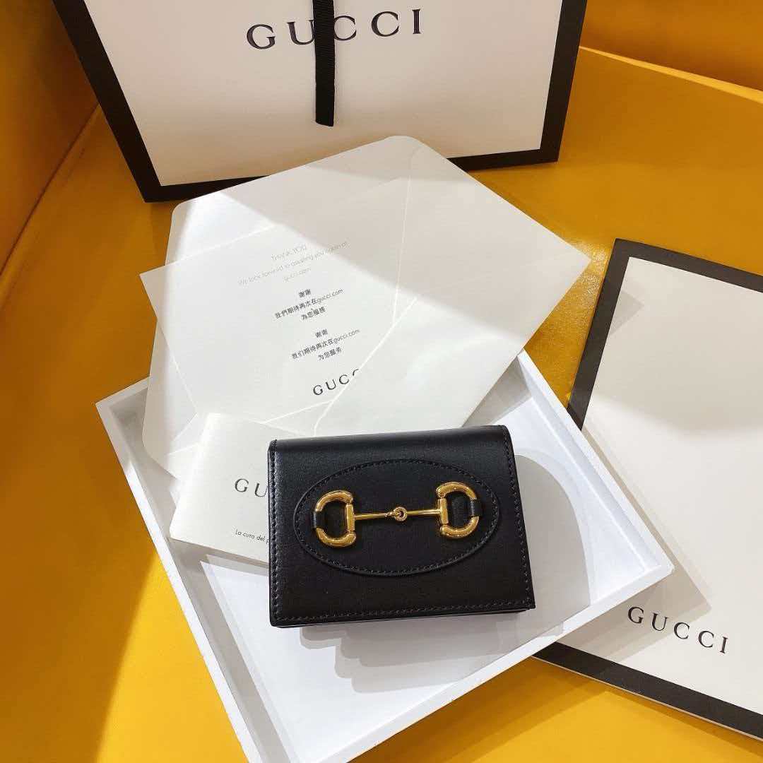 [TOP] GUCCI Horsebit Compact Folding Wallet - 2 Colors