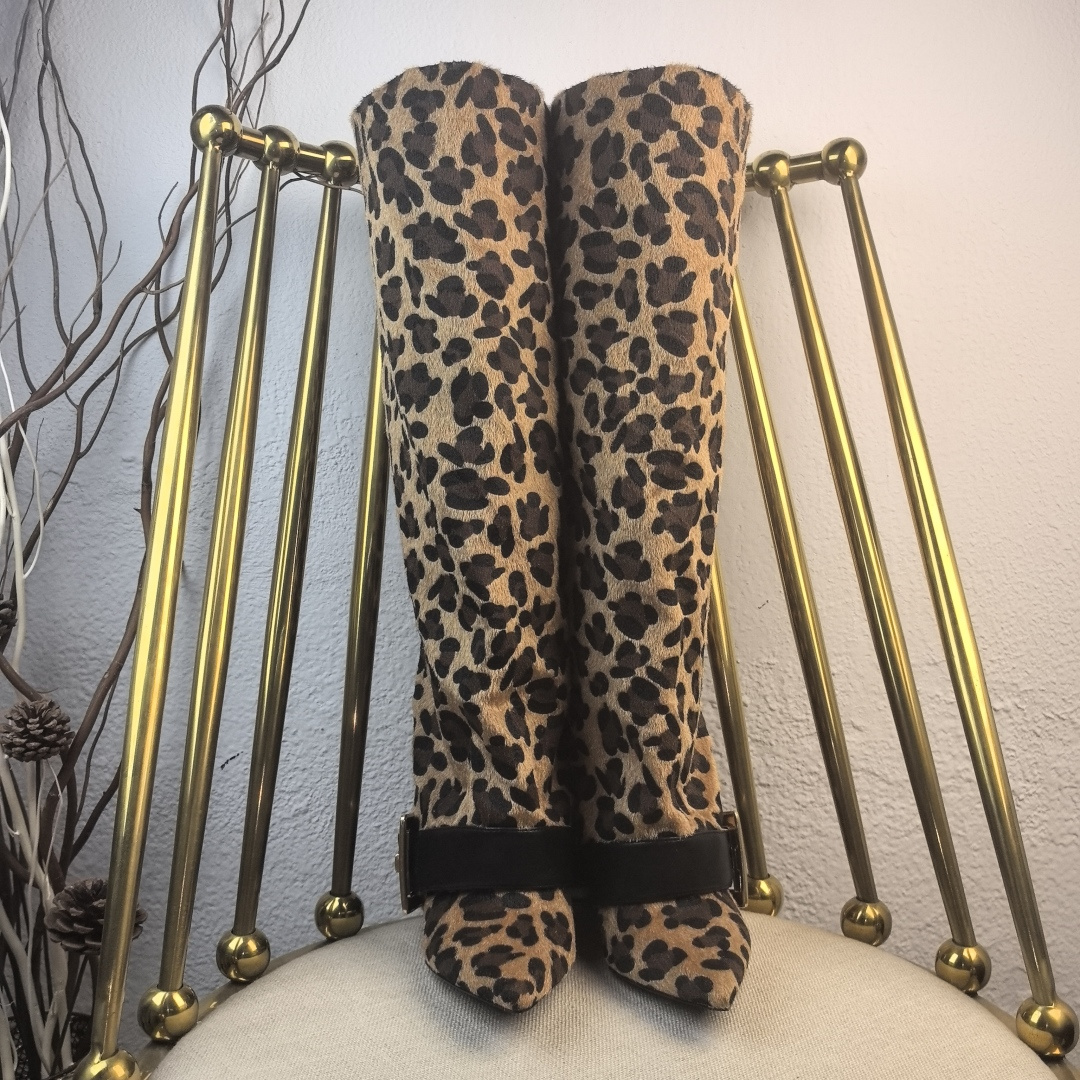 [TOP] Balmain Denim Boots - Leopard Print