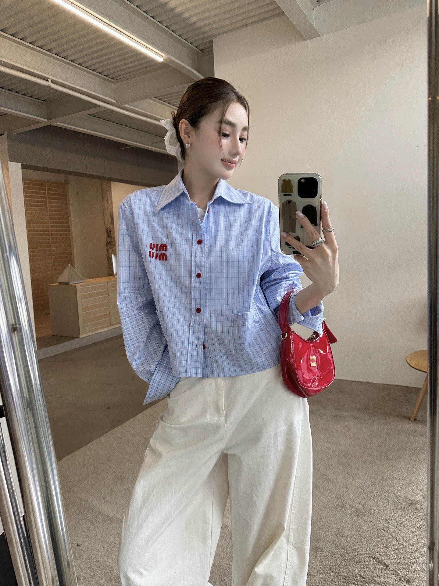 [TOP] Miu Miu Striped Shirt - Blue