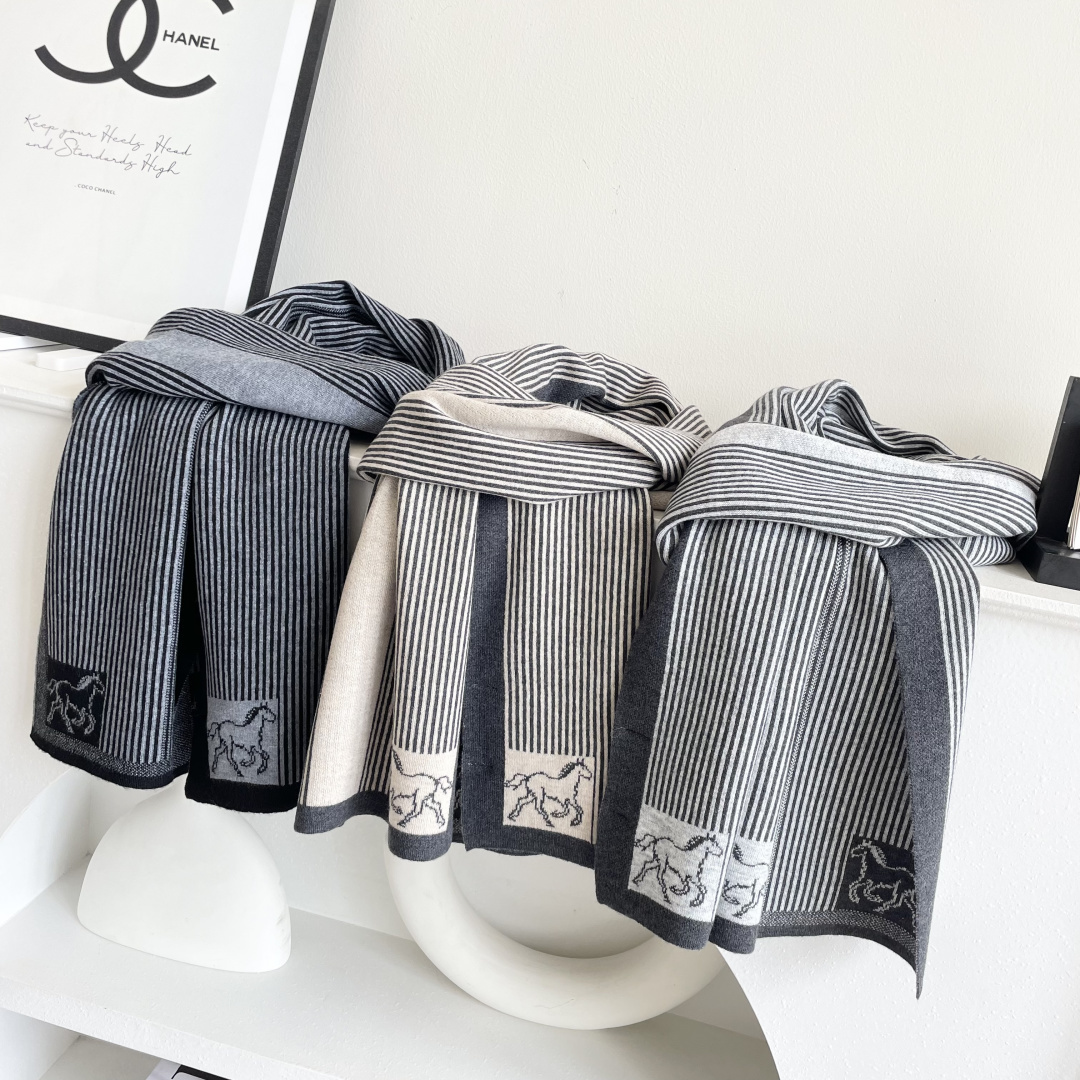 [TOP] HERMES Cashmere Scarf 32x180cm - 3 Colors