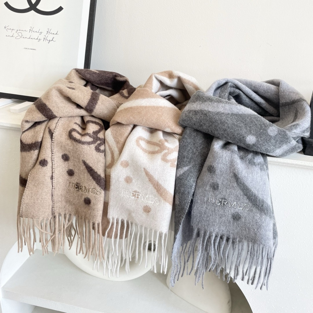 [TOP] HERMES Cashmere Scarf 32x180cm - 3 Colors