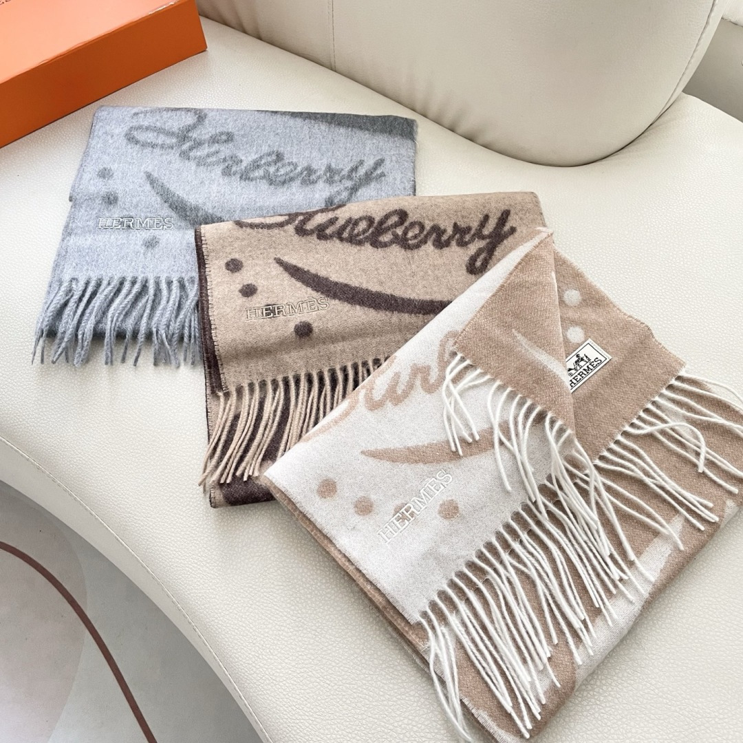 [TOP] HERMES Cashmere Scarf 32x180cm - 3 Colors