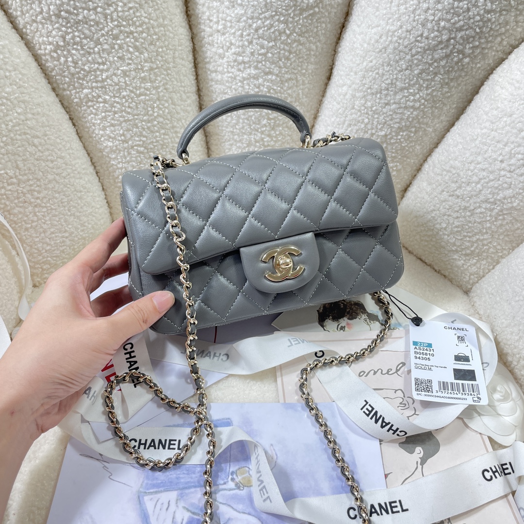 [TOP] CHANEL Flab Bag 20*14*7cm - Grey