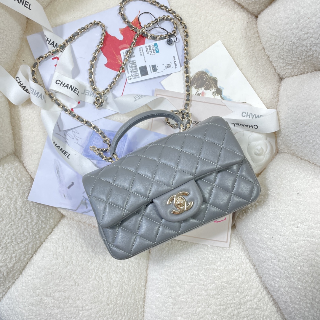 [TOP] CHANEL Flab Bag 20*14*7cm - Grey