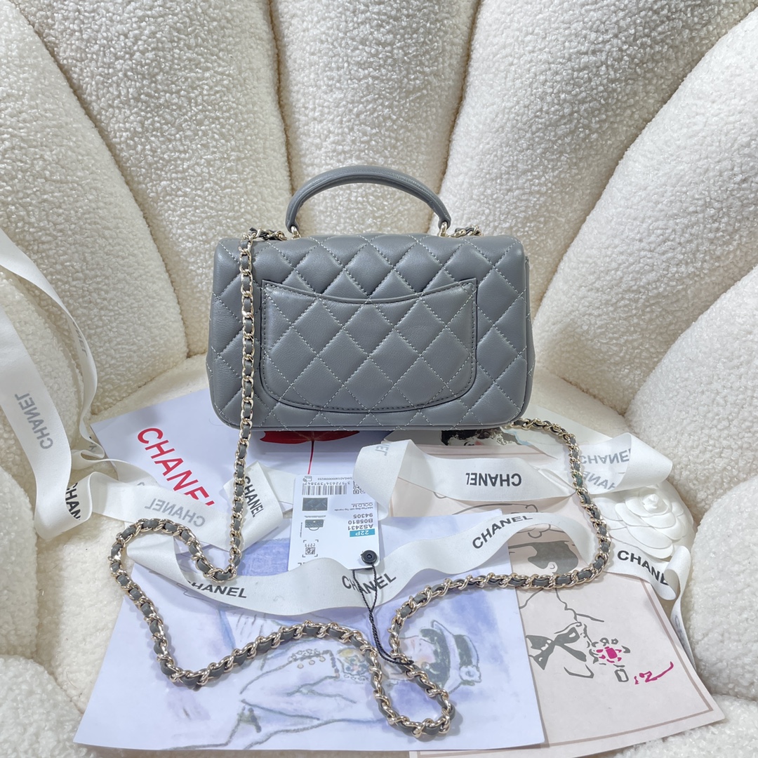 [TOP] CHANEL Flab Bag 20*14*7cm - Grey