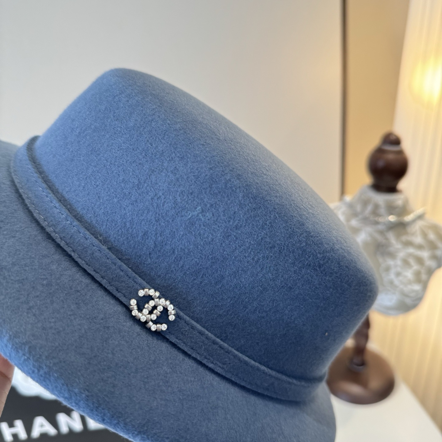 [TOP] CHANEL Flat-topped Hat - Blue