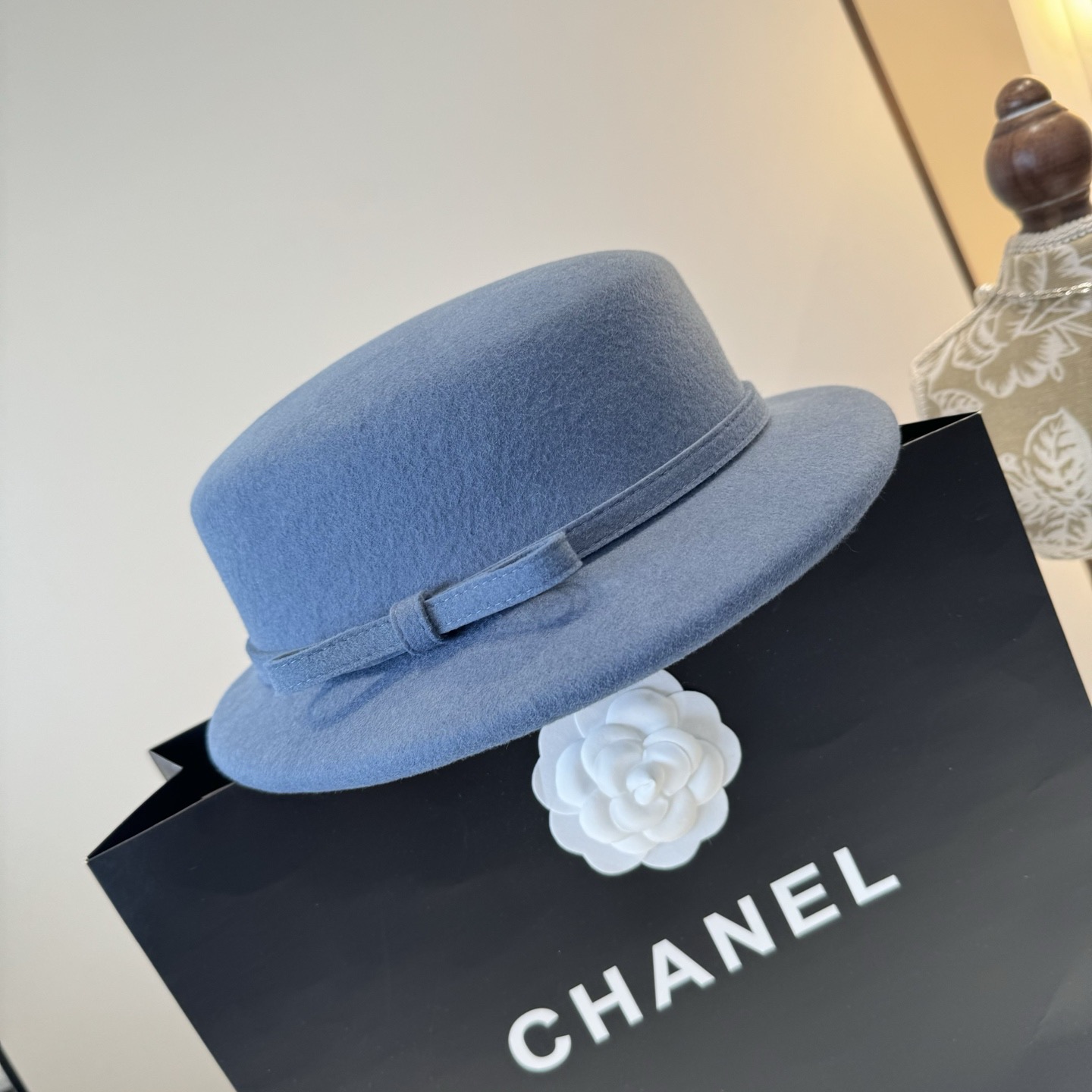 [TOP] CHANEL Flat-topped Hat - Blue
