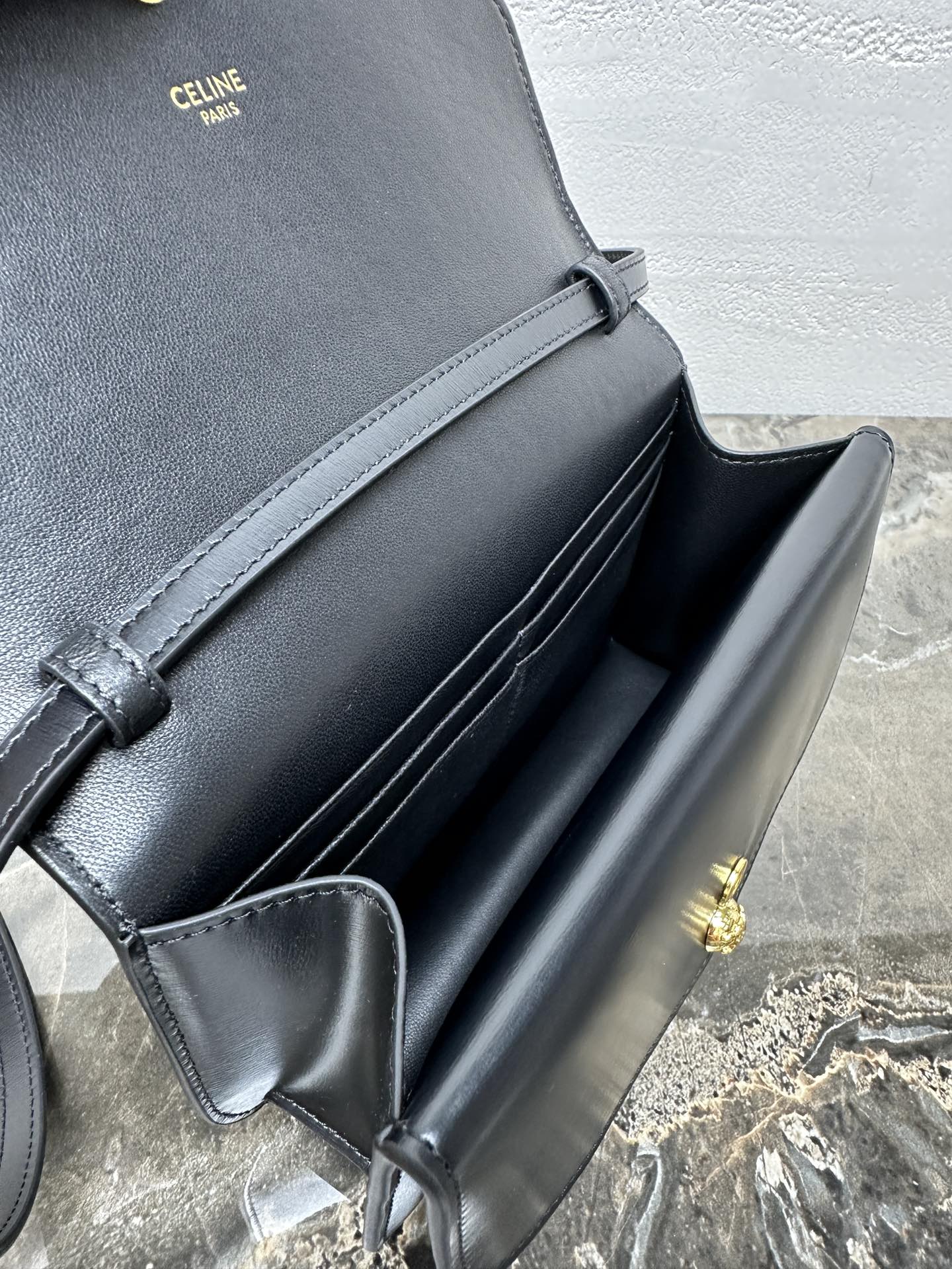 [TOP] CELINE Duo Shoulder Bag 20×13x6cm - Black