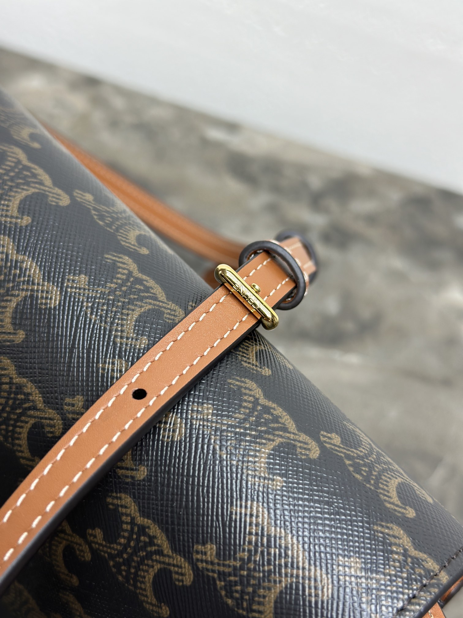 [TOP] CELINE Duo Shoulder Bag Triomphe Printed 20×13x6cm - Brown