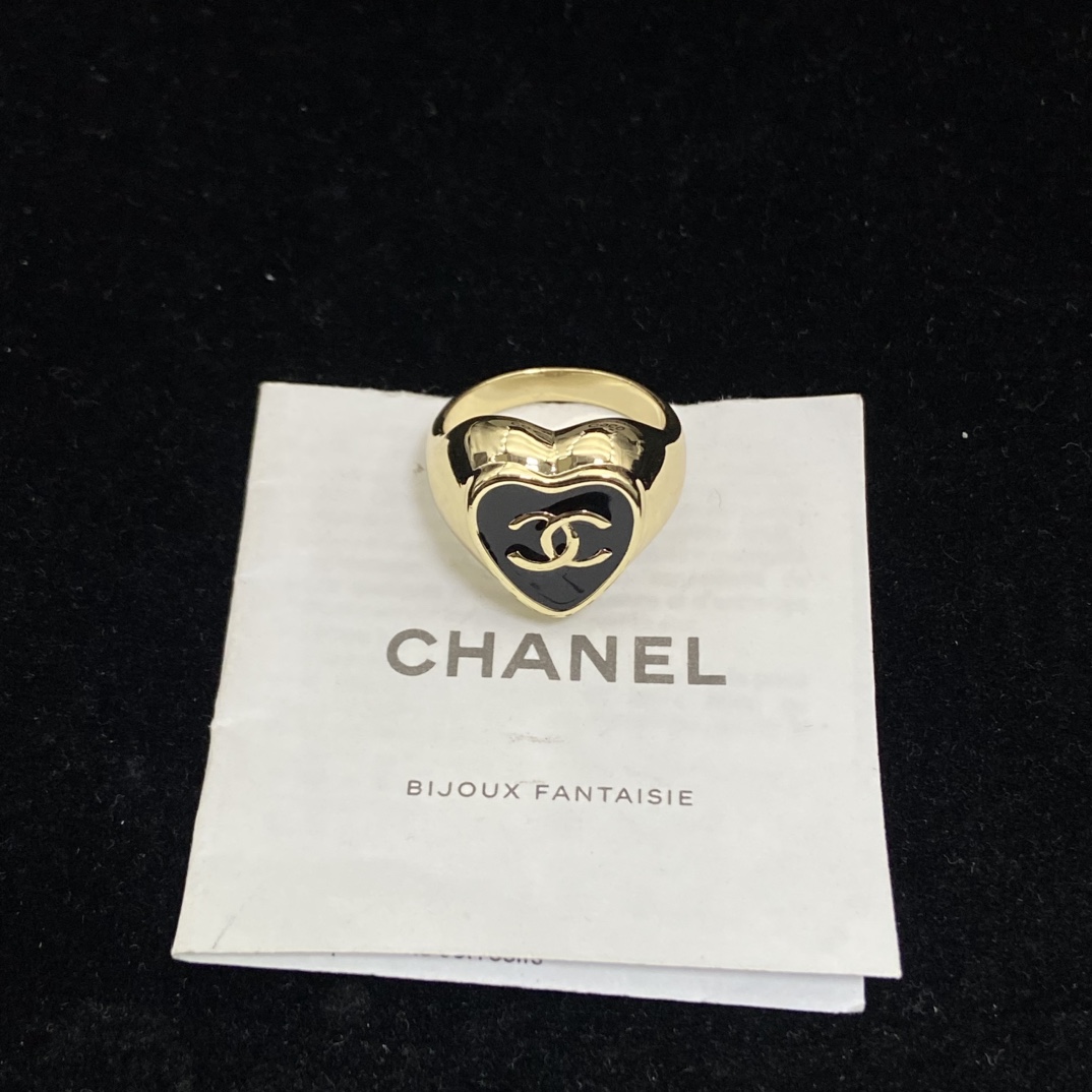 [TOP] CHANEL Ring - Gold and Black