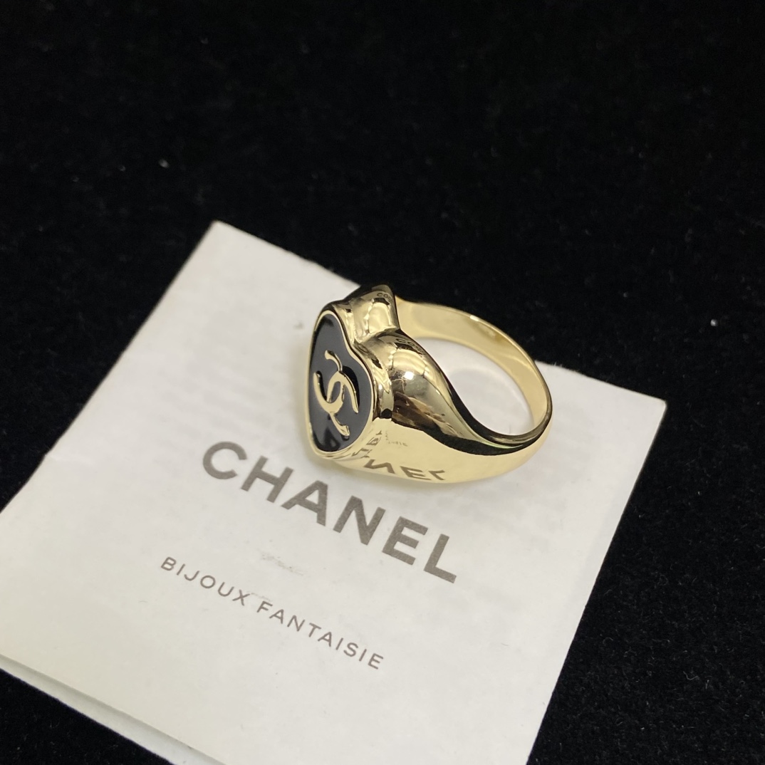 [TOP] CHANEL Ring - Gold and Black