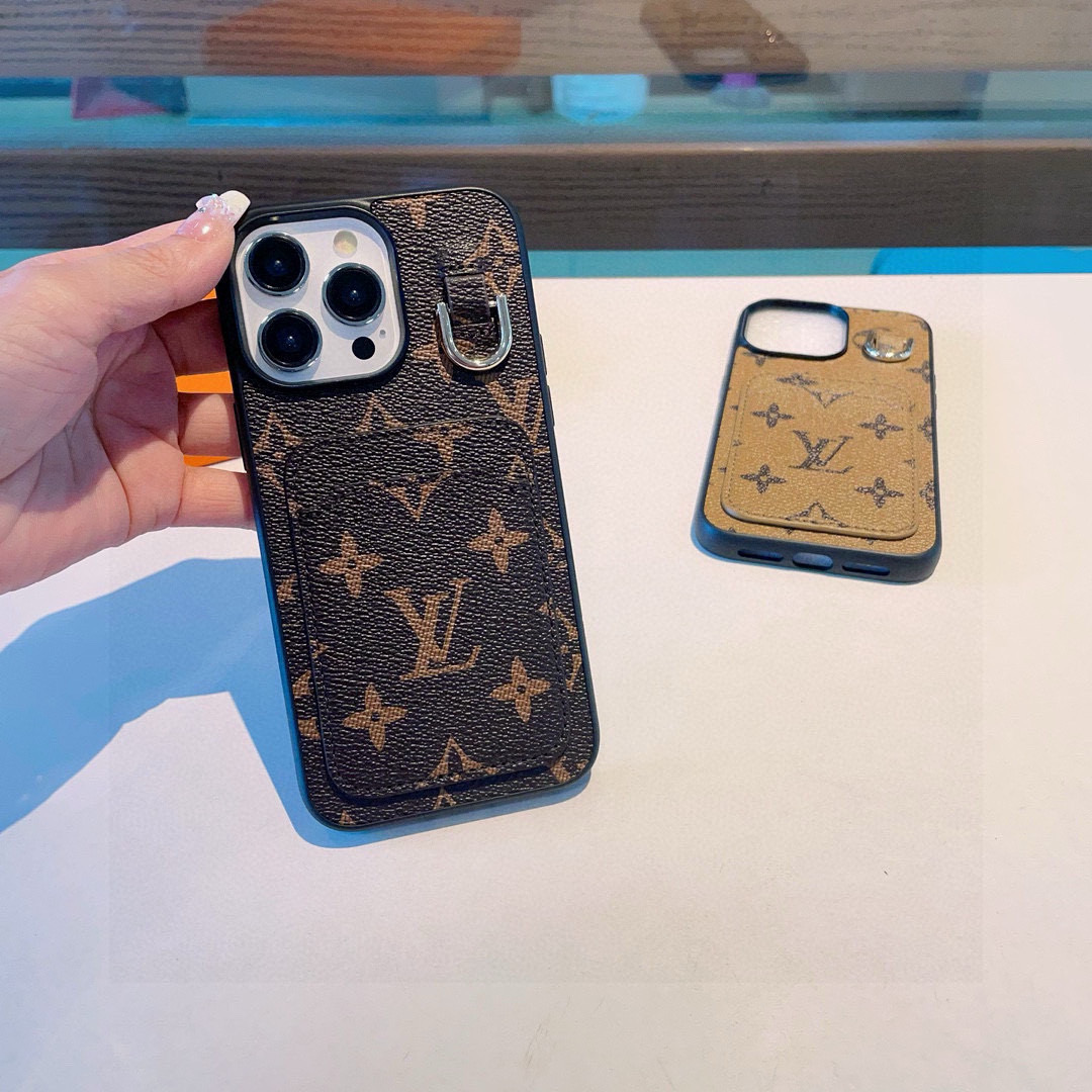 [TOP] Louis Vuitton LV Phone Case with Pocket - Brown