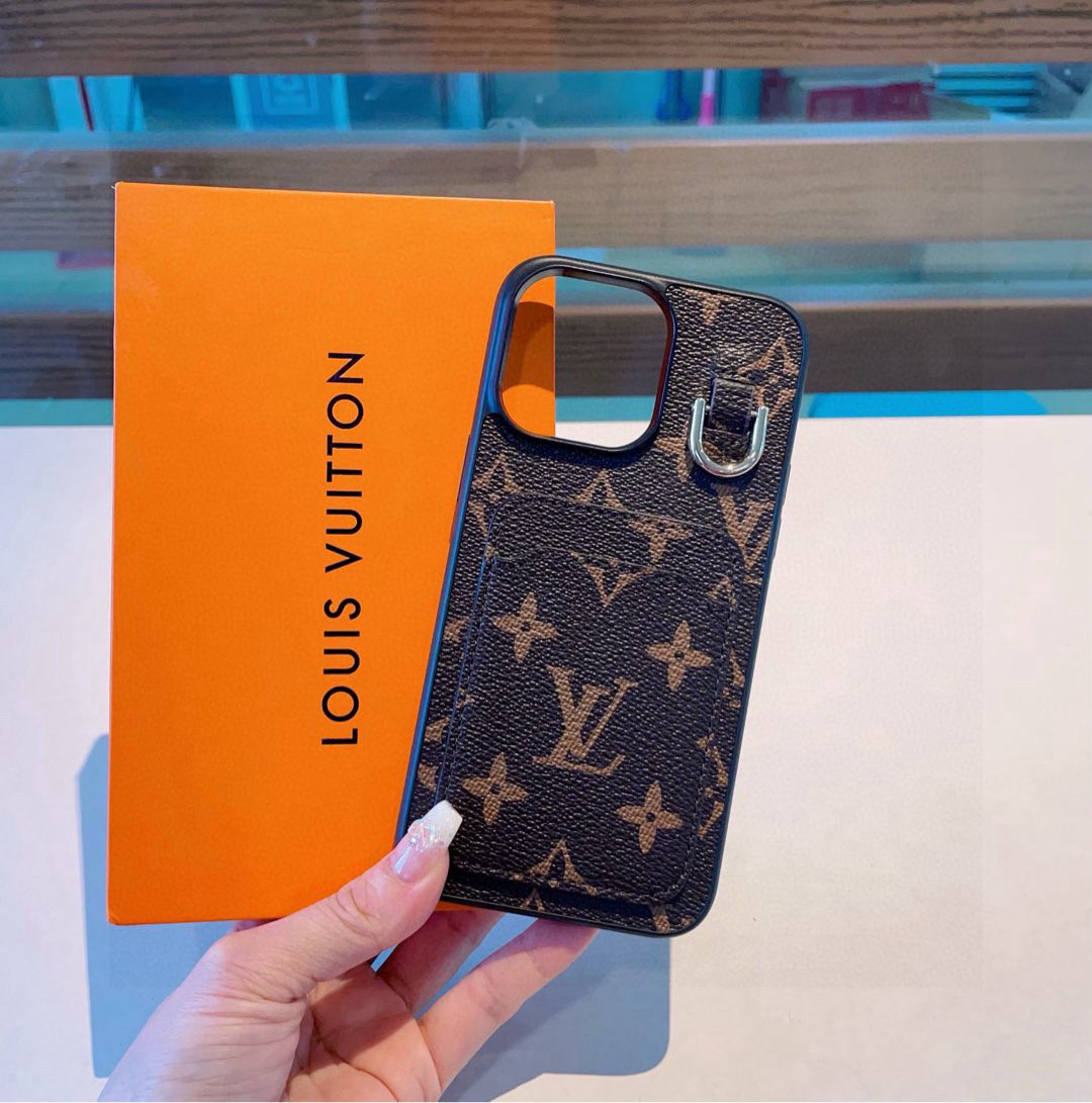[TOP] Louis Vuitton LV Phone Case with Pocket - Brown