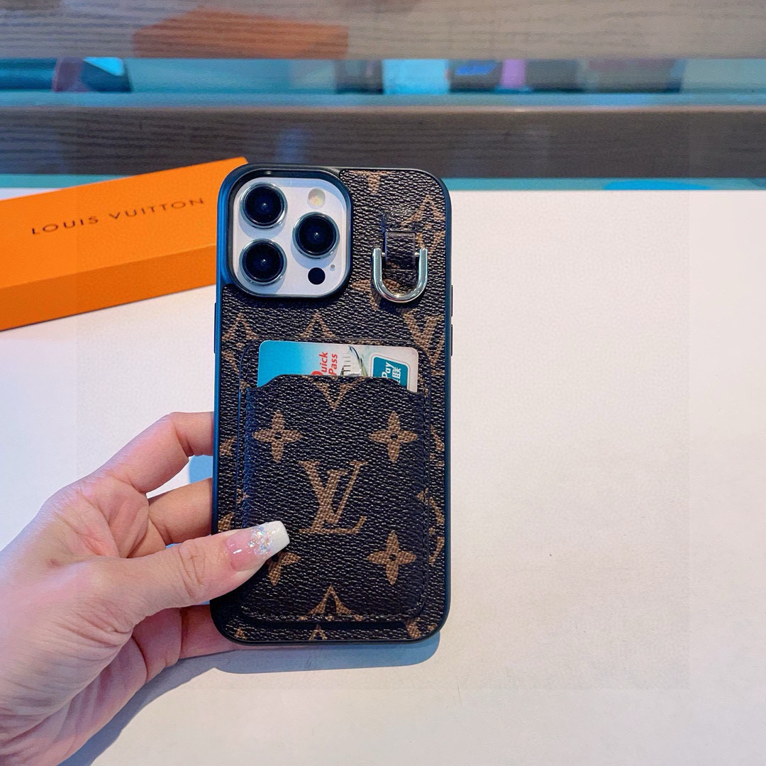 [TOP] Louis Vuitton LV Phone Case with Pocket - Brown