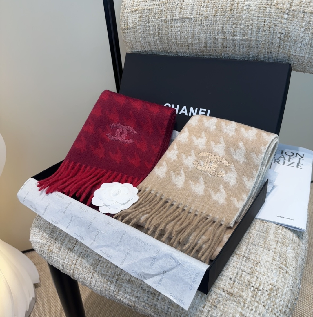 [TOP] CHANEL Cashmere  Scarf 35 x 180cm - 2 Colors