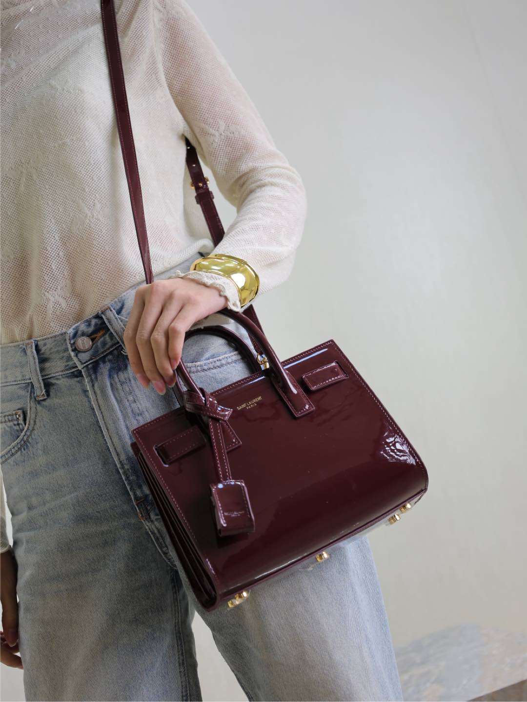 [TOP] Yves Saint Laurent YSL Sac De Jour Patent Leather Bag 22x18x10.5cm- 3 Colors