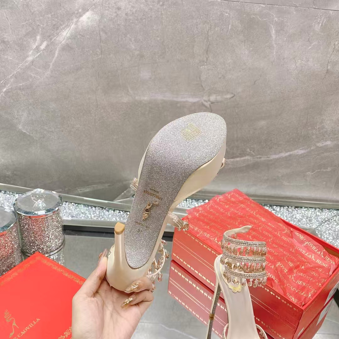 [TOP] Rene Caovilla 12.5cm RC CHANDELIER High Heels Sandals - Beige